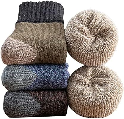 YZKKE 3Pack Mens Super Thick Wool Warm Socks - Soft Comfort Casual Crew Winter Socks