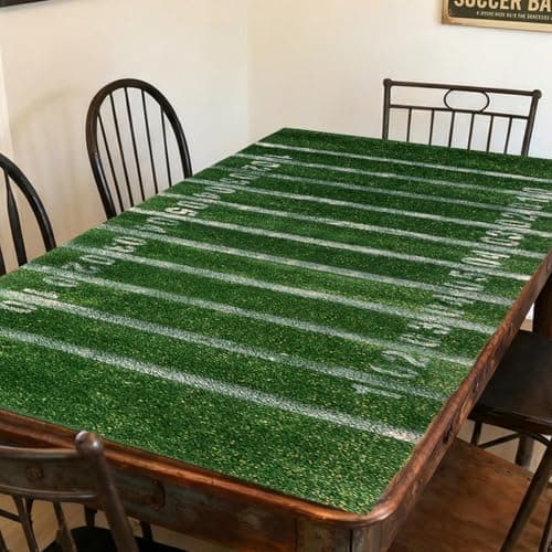 Moukeren 71 x 30 Inch Football Tablecloth Artificial Grass Party Decorations Football Table Cover Mat Fake Grass Turf Game Day Party Decorations, Sports Theme Tabletop Mat