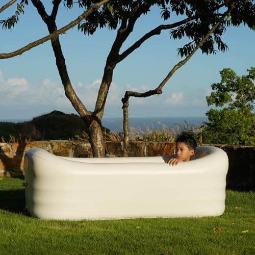 Mozoo Inflatable Bathtub 62''L X 34''W, Portable Bathtub For Adult, Unmatched Durability, Anti-Leak Drainage System, 2-Minute Setup, Space-Saving Foldable Design