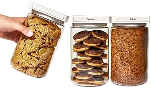 Cliik 3-Pack Magnetic Stackable Kitchen Containers, Jars for Organization and Storage, Kitchen Storage & Pantry Organizer with Lid, Shatterproof, Leakproof & Airtight
