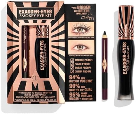 Charlotte Tilbury Exagger-Eyes Instant Volume Mascara Makeup – Volumizing, Lengthening, No-Clump Mascara with 28-Hour Smudge-Proof & Flake-Proof Wear – All Day Wear Formula