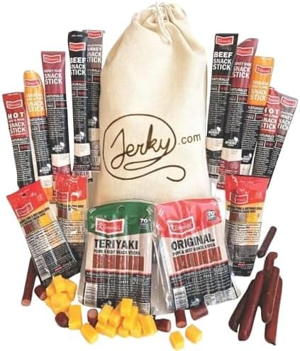 Jerky.com 26pc Meat Sticks Variety Pack | Beef Jerky Gifts for Men | Low Sugar & High Protein | Gluten Free & Keto Meat Sticks | Pork, Turkey, Ham Beef Jerky Sticks & Cheese Sticks | Birthday Gifts for Men