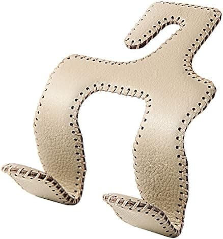 LANVRION Car Headrest Hooks for Purses and Bags, Upgraded 2 in 1 Cars Back Seat Head Rest Hanger Vehicle Leather Organizer Storage Holder Hook Matching Cars Interior, 1-Pack, Beige