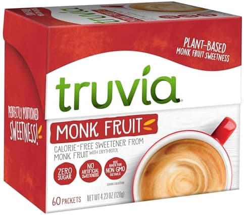 Truvia Calorie-Free Sweetener from the Monk Fruit Packets, 60 Count Monkfruit Box (Pack of 1)