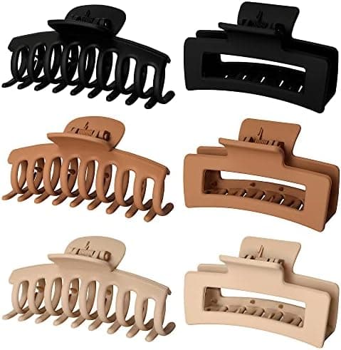 Vsiopy 6pcs Medium Large Matte Square Claw Hair Clips for Women: Versatile Styling for Thick & Thin Hair