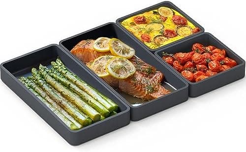 Cheat Sheets - Original Silicone Sheet Pan Dividers For Cooking & Meal Prep - Non Stick Silicone Tray Baking Set, Oven Safe & Freezer-Friendly - 4 Cheat Sheets Baking Trays