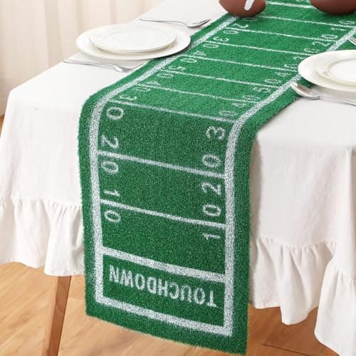 Knitgrip Football Table Runner Artificial Grass Decoration 16 x 59 Inch Grass Touchdown Game Days Table Centerpieces Decor for Football Party Favors Kitchen Dining Home