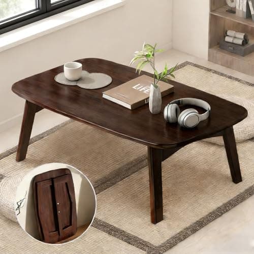 YHGSYXL Japanese Floor Table Japanese Folding Coffee Table No Assembly Foldable Low Coffee Tables for Living Room Tatami Tea Bedroom for Sitting on The Floor - Portable & Easy Storage Compact Design