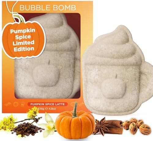 Pumpkin Spice Latte Bath Bomb for Women & Girls – Luxury Fall Bath Bombs (Giftable Packaging) - Natural & Relaxing Fall Gift - Vanilla, Cinnamon & Pumpkin Scented - Holiday Gift for Women