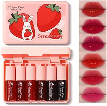 Eakroo 6 Colors Lip Tint Stain Mini Liquid Lipstick, Lip Gloss for Women, Lip Oil Stain, Lip Stain Long Lasting Waterproof, Lip Makeup, Korean Makeup, Cute Stuff, Non-Stick Cup, High Pigment