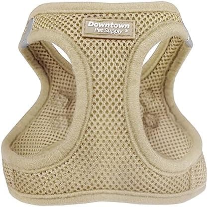 Downtown Pet Supply Step-in Dog Harness – No Pull, Adjustable Padded Mesh with Reflective Trim, Secure Buckle Strap – Comfortable & Breathable Small Dog Harness, Small, Khaki