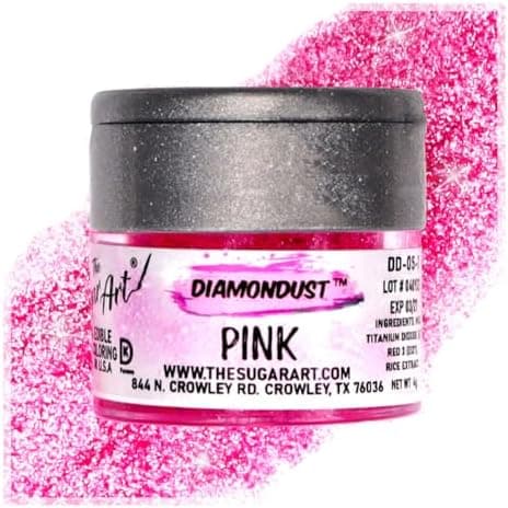 Pink Edible Glitter for Drinks, Cocktails, Cake Decorating, Strawberries, Chocolates & More | No Taste | 4g | 100% Food-Safe | Kosher, Vegan, Gluten & Nut Free | DiamonDust by The Sugar Art