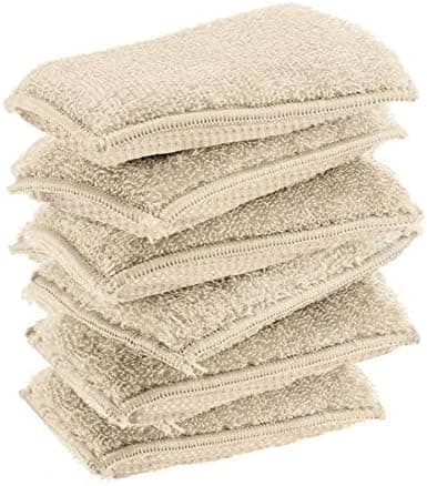 KMAKII Bamboo Kitchen Sponges Dish Sponges Natural Cleaning Sponges Beige 6 Pack