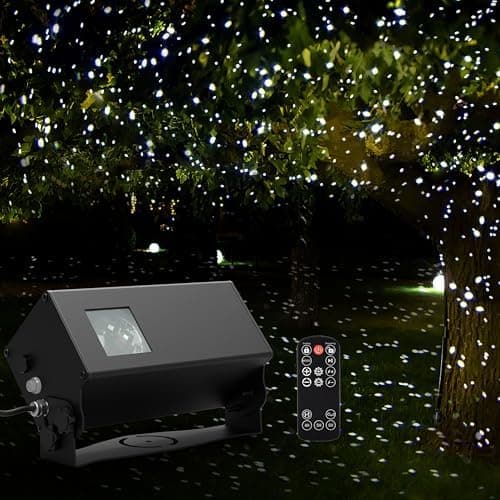 AIRIVO Outdoor Laser Lights Projector, White Laser Fairy Lights Projector, Christmas Snowflake Projector 3 Lighting Modes with Remote Control,Holiday Halloween Decor for Home,Garden, Trees,White Laser