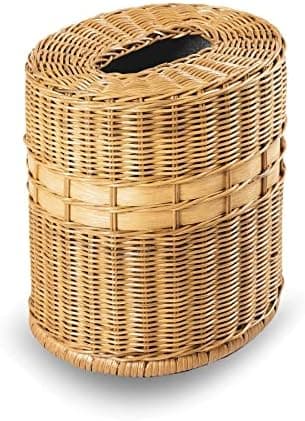 The Basket Lady Drop-in Oval Wicker Waste Basket with Removable Metal Liner, Sandstone, 12" L x 9.5" W x 12" H, 3 Gallon Capacity