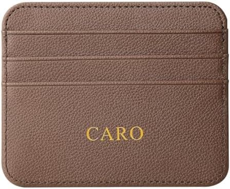 Personalisa Gold Silver Initial letters Credit Card Holder Wallet, PU Leather Ultra Slim Wallet, Thin Minimalist Credit Card Case Card Protector, Front Pocket Wallets for Men, Women (pebble brown)