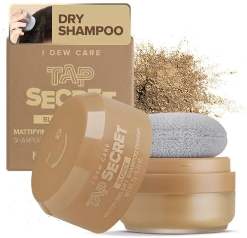 I DEW CARE Biotin Clarifying Dry Shampoo - Tap Secret Blonde | Strengthening & Volumizing, Powder Type, Refillable, Travel size, Non-aerosol, Brunette, Korean Ginseng, Cute Stuff, 0.26 Oz