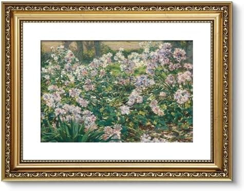 ARPEOTCY Vintage Gold Framed Wall Art, 11x14 inch Flower Scenery Retro Paintings, Floral Canvas Prints Artwork with Antique Frame, Victorian Wall Picture Decor for Room Gallery Living Room