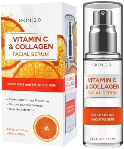 Skin 2.0 Vitamin C Serum - Dermatologist Tested, Anti-Aging & Dark Spot Remover - Brightening, Clean Beauty, Cruelty-Free, Korean Skincare for Glass Skin, All Skin Types - 1.69 Fl. oz