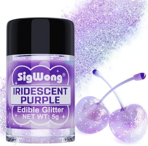 Iridescent Purple Edible Glitter - 5g Food Grade Cake Decorating Shimmering Glitter, Edible Sprinkle Luster Dust for Drinks, Chocolates, Fondant, Strawberries, Cupcakes, Candy, Easter Cookie - Vegan