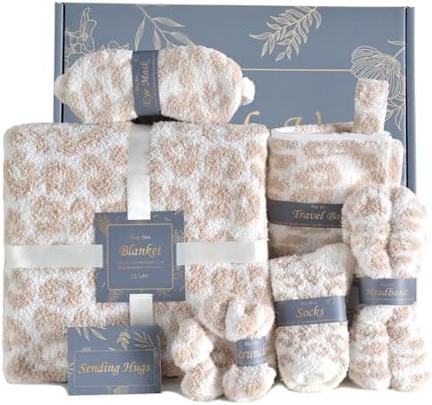 JOOJA Birthday Box Care Package Get Well Soon Gift Baskets Self Care Gifts for Women, Birthday Gift Basket for Her, Leopard Print Gifts for Women Mom Wife Daughter Sister Friends Leopard Khaki