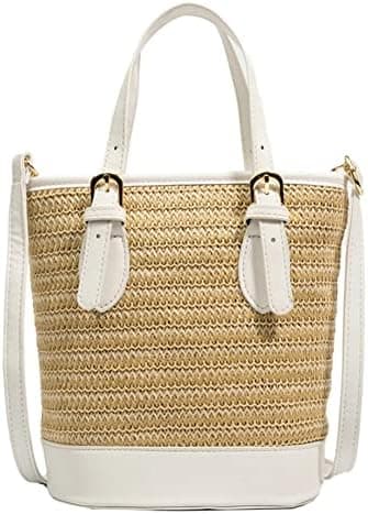 Women Straw Bag Summer Beach Bag Cute Handwoven Hobo Handbag Adjustable Crossbody Bag Vacation Bag Basket Purse 2023