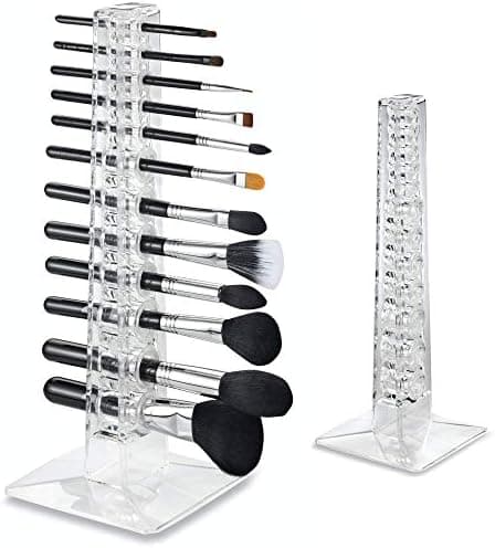 byAlegory Acrylic Makeup Beauty Brush Organizer & Drying Stand | 12 Space Cosmetic Storage (Clear)