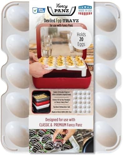 Fancy Panz Deviled Egg Trayz - Holds 20 Eggs - Deviled Egg Container Fits Classic/Premium Fancy Panz Elevated Food Serving Tray - Portable Eggs Carrier with Lid - Made in The USA Hosting Essentials