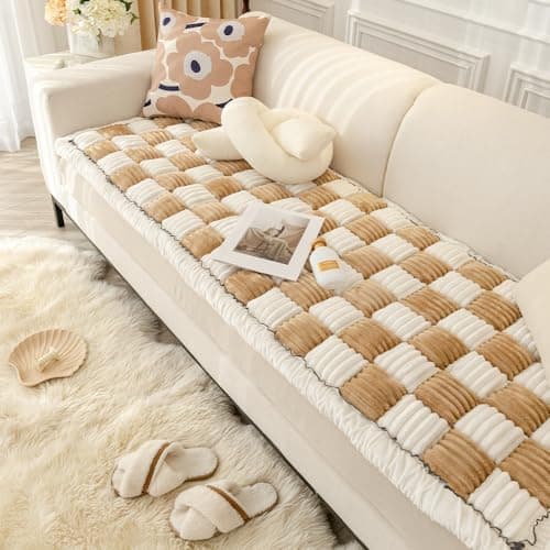 Awjcsv Couch Cover for Dogs Washable, Sofa Cover Protector, Couch Covers for 3 Cushion Couch Sofa Pet Friendly, Soft, Non Slip (27.6 x 70.9 Inch, Light Brown)