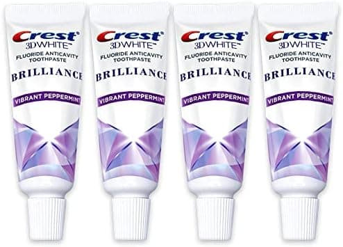 Crest 3D White Brilliance Toothpaste, Vibrant Peppermint, Travel Size 0.85 oz (24g) - Pack of 4
