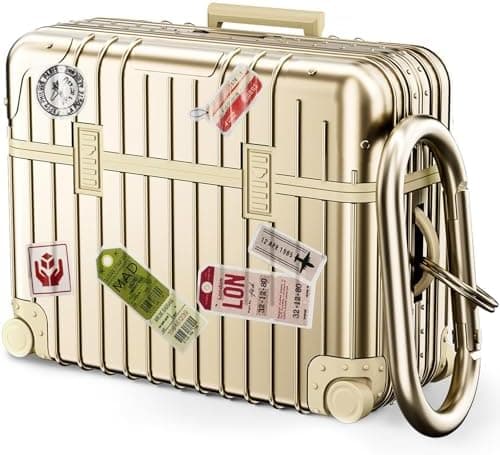 KOREDA Compatible with AirPods Pro 2nd/1st Generation Case Cover, Cute Funny Suitcase Design Case for Airpods Pro 2nd/1st Gen, Fashion Protective Hard Case for Women Men with Keychain