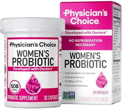 Physician's CHOICE Probiotics for Women - PH Balance, Digestive, UT, & Feminine Health - 50 Billion CFU - 6 Unique Strains for Her - Organic Prebiotics, Cranberry Extract+ - Women Probiotic - 30 CT
