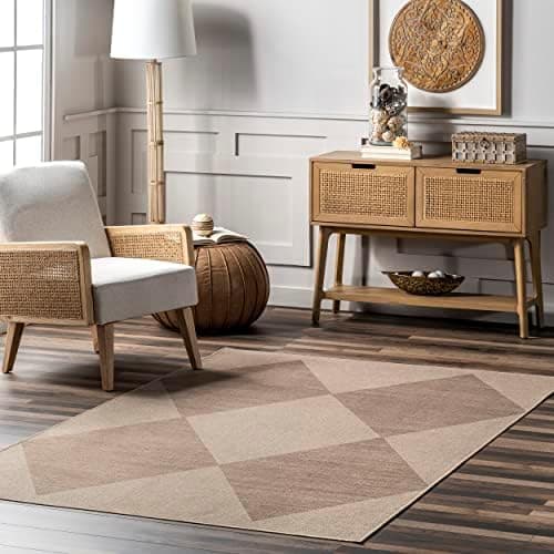 Nuloom Simple Diamond Natural/Brown, 5' x 8', Recycled Polyester, Soft and Textured, High Traffic, Stain Resistant, Easy Clean, Durable Washable Area Rug for Bedroom, Living Room, Dining, Entryway