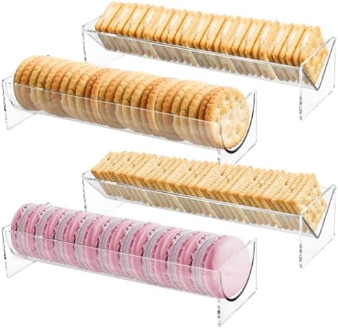 4 Pcs Clear Cracker Tray for Serving Rectangular Cracker Holder for Serving Trays Clear Food Display Stands for Party Acrylic Cracker Dish Biscuit Stand Cracker Server for Home(U Shape, V Shape)