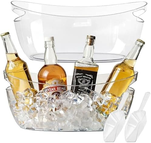 2-Pack Ice Buckets for Parties - Extra Large 5.5L Clear Beverage Tubs with Scoops, Perfect for Champagne, Beer, Sparkling Wine, and Cocktails - Mimosa Bar Essentials