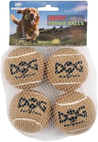 INSUM Squeaky Dog Balls - Squeaky Tennis Balls for Dogs, Brown | Medium - 2.5'', 4Pack