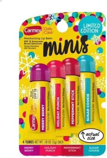 Carmex 4 Mini Tubes Daily Care Moisturizing SPF 15 Soft Lip Balm Limited Edition