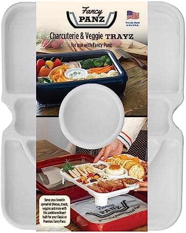 Fancy Panz Charcuterie Veggie Trayz - 9 Raised Compartments - Fits Classic/Premium Fancy Panz Elevated Food Serving Tray - Portable Charcuterie Board with Lid - Made in The USA Hosting Essentials