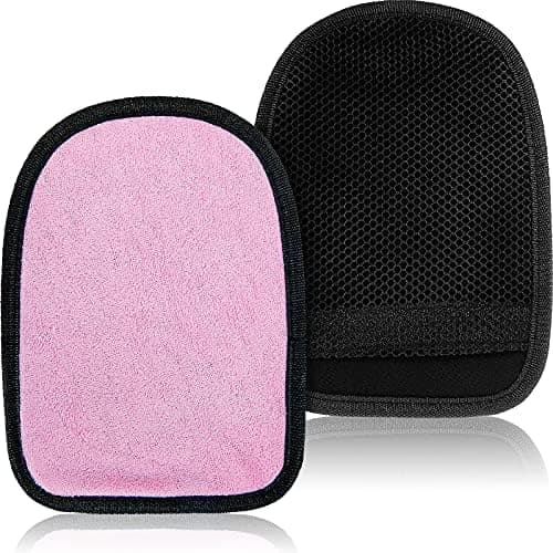 Skylety 2 Pieces Sand Mitt for Beach Sand Off Mitt Soft and Skin Friendly Cotton Towel Help Parents Clean from Children's Skin Brush Pack for Surf, Ocean and Lakeside Recreation(Pink)