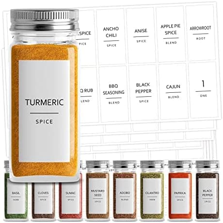 Talented Kitchen Spice Jar Labels - Minimalist Waterproof Kitchen Organization - Preprinted Spice Labels - Kitchen Pantry Organization Stickers - 140 Pack, 2.75 x 1.25 in, Black on White