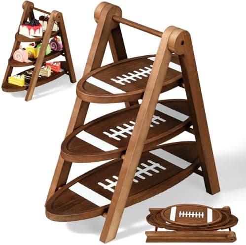 Marsui 3 Tier Football Serving Trays Wooden Shaped Football Platters 17" 14" 11" Oval Charcuterie Plate Board Reusable Party Serving Plate for Game Tailgate Party Supplies