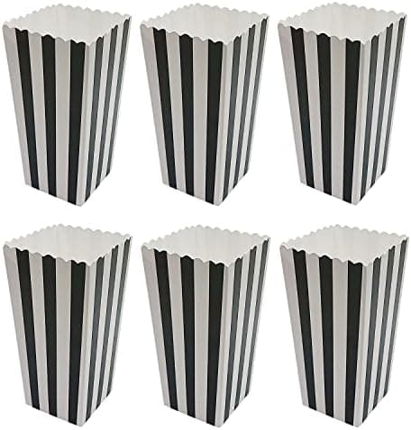 36 Pcs Popcorn Boxes Mini Paper Popcorn Box Cardboard Popcorn Container for Party, White and Black Stripes