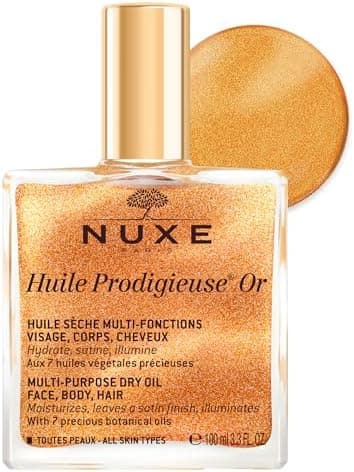 NUXE Huile Prodigieuse Shimmer Multi-Purpose Dry Oil - Luxurious Radiant Glow and Hydration for Face, Body & Hair
