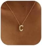 Ewrkbrㅤ Initial Necklaces for Women, 14k Gold Plated Bubble Letter Necklace Chunky Gold Necklace Dainty Charm Initial Necklaces for Women Trendy Custom Preppy Stocking Stuff Necklace Christmas Gifts