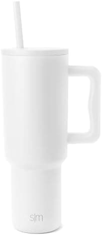 Simple Modern 40 oz Trek Tumbler with Handle and Straw Lid | Cup Holder Friendly Insulated Stainless Steel Travel Mug | Winter White