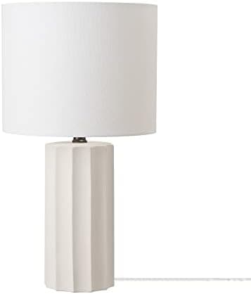 Globe Electric 65922 20" Table Lamp, Ribbed Concrete Finish, White Linen Shade