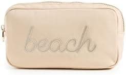 Stoney Clover Lane Women's Sand Beach Embroidered Small Pouch, Sand, Tan, One Size