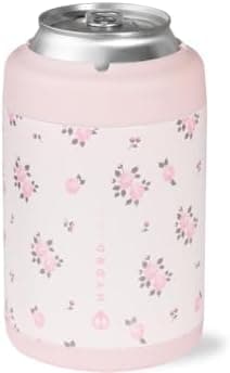 HydroJug Standard Can Cooler - 2-in-1 Insulated Can Cooler Cup - Stainless Steel Can Holder with Non-Slip Rubber Base - Screw-Top Lid - Dishwasher Safe - 12oz, Wildrose