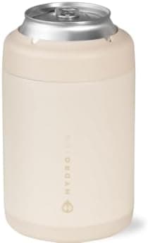 HydroJug Standard Can Cooler - 2-in-1 Insulated Can Cooler Cup - Stainless Steel Can Holder with Non-Slip Rubber Base - Screw-Top Lid - Dishwasher Safe - 12oz, Cream