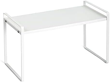 ideaglass Countertop Organizer, Cupboard Stand Spice Rack, 16" Cabinet Pantry Shelf, Organization and Storage for Kitchen Bathroom, Metal Plate Milky White